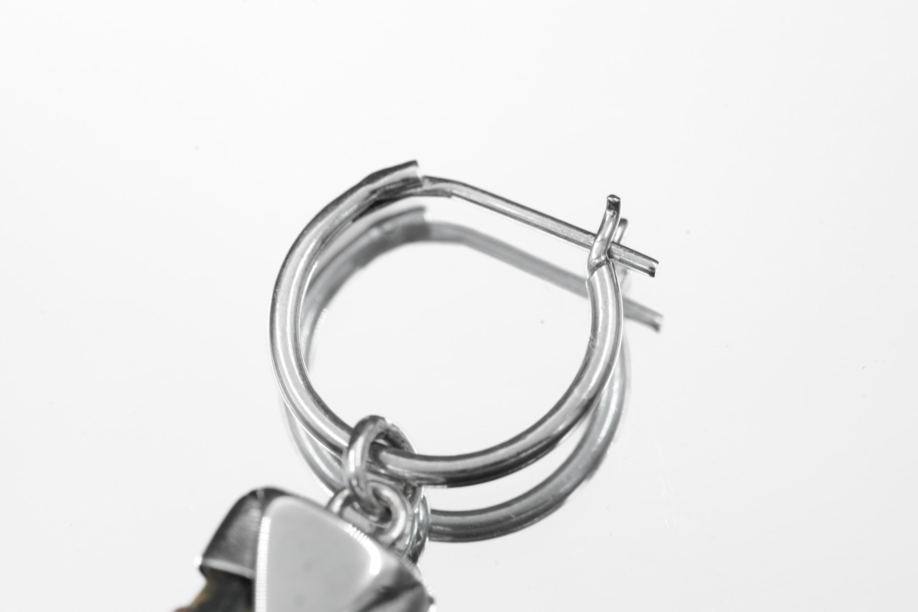 Single Green Tourmaline Hoop Earring, Sterling Silver, Polished & Shiny Finish, Heart Chakra, Healing Crystal Jewelry, Unique Gift