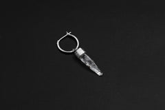 Single Clear Quartz Hoop Earring, Sterling Silver, Sand Textured & Shiny Finish, Crown Chakra, Healing Crystal Jewelry, Unique Gift NO/02