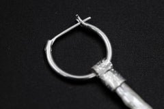 Single White Pearl Hoop Earring, Sterling Silver, Sand Textured and Shiny Finish, Crown Chakra, Wisdom & Purity, Unique Gift NO/02