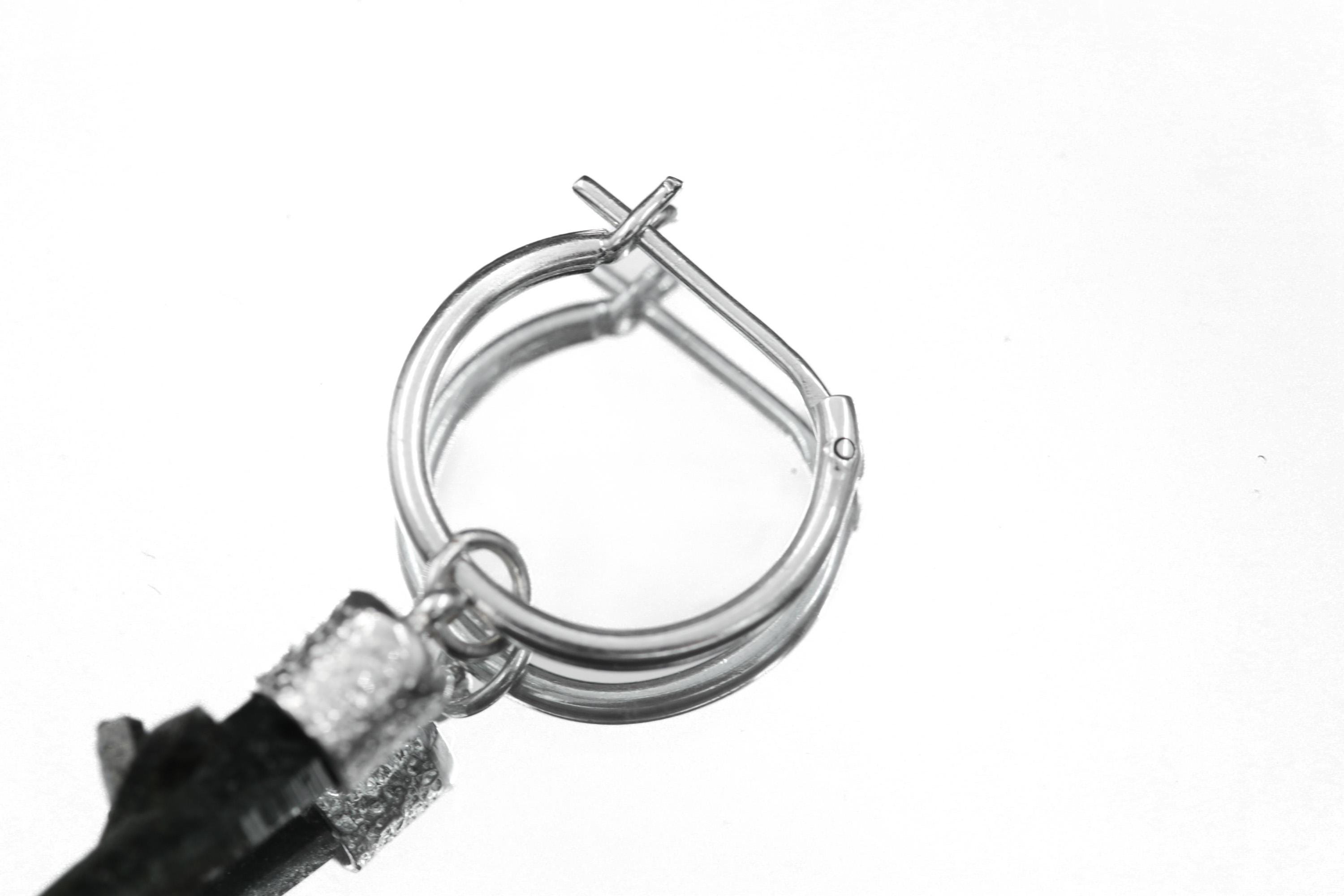 Single Hoop Earring with Himalayan Chlorite Quartz, Sterling Silver, Shiny and Texture Finished, Boho Chic, Chakra Energy Jewelry NO/04