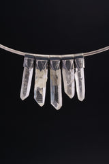 Clear Lemurian Quartz Point Pendant, Oxidized Hammered Sterling Silver, Stackable Crystal Necklace, Crown Chakra, Unique Gift, NO/12