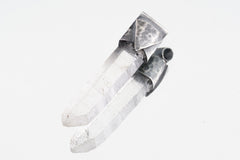 Clear Lemurian Quartz Point Pendant, Oxidized Hammered Sterling Silver, Stackable Crystal Necklace, Crown Chakra, Unique Gift, NO/12
