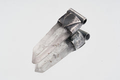Clear Lemurian Quartz Point Pendant, Oxidized Hammered Sterling Silver, Stackable Crystal Necklace, Crown Chakra, Unique Gift, NO/27