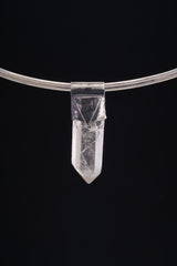 Clear Lemurian Quartz Point Pendant, Oxidized Hammered Sterling Silver, Stackable Crystal Necklace, Crown Chakra, Unique Gift, NO/22