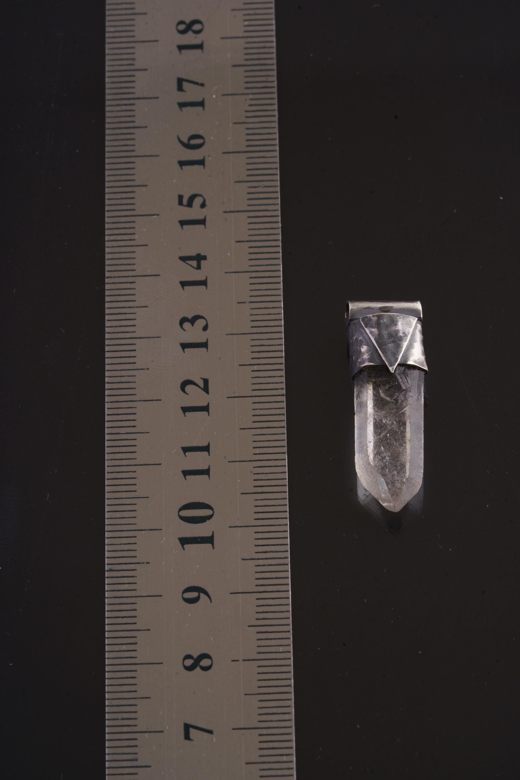 Clear Lemurian Quartz Point Pendant, Oxidized Hammered Sterling Silver, Stackable Crystal Necklace, Crown Chakra, Unique Gift, NO/22