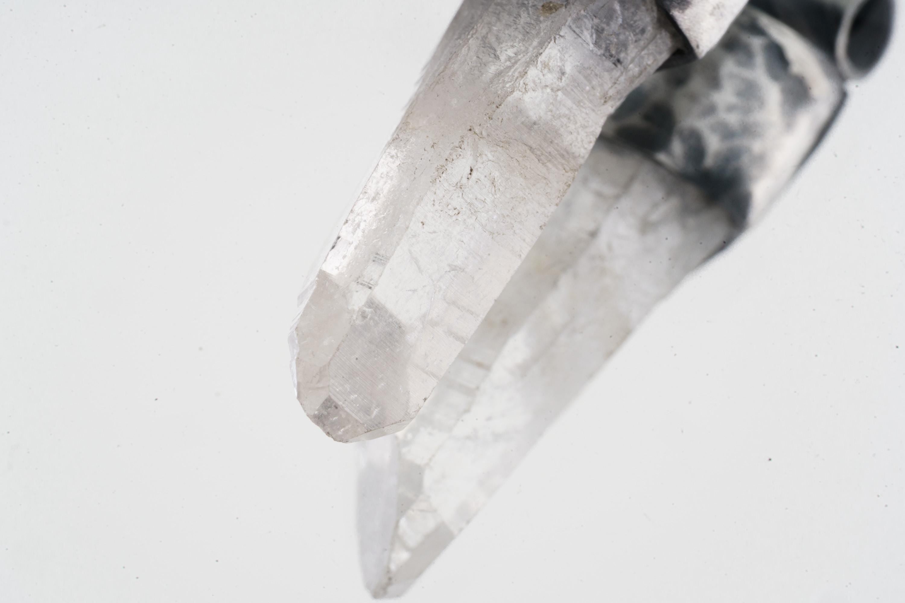 Clear Lemurian Quartz Point Pendant, Oxidized Hammered Sterling Silver, Stackable Crystal Necklace, Crown Chakra, Unique Gift, NO/14