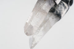 Clear Lemurian Quartz Point Pendant, Oxidized Hammered Sterling Silver, Stackable Crystal Necklace, Crown Chakra, Unique Gift, NO/14