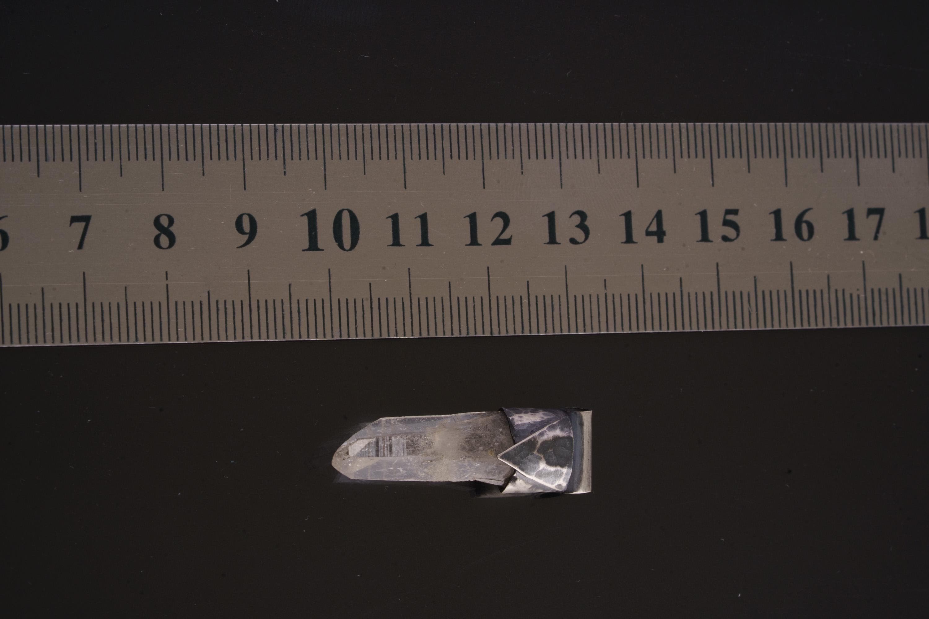 Clear Lemurian Quartz Point Pendant, Oxidized Hammered Sterling Silver, Stackable Crystal Necklace, Crown Chakra, Unique Gift, NO/14