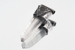 Clear Lemurian Quartz Point Pendant, Oxidized Hammered Sterling Silver, Stackable Crystal Necklace, Crown Chakra, Unique Gift, NO/13