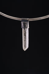 Clear Lemurian Quartz Point Pendant, Oxidized Hammered Sterling Silver, Stackable Crystal Necklace, Crown Chakra, Unique Gift, NO/12