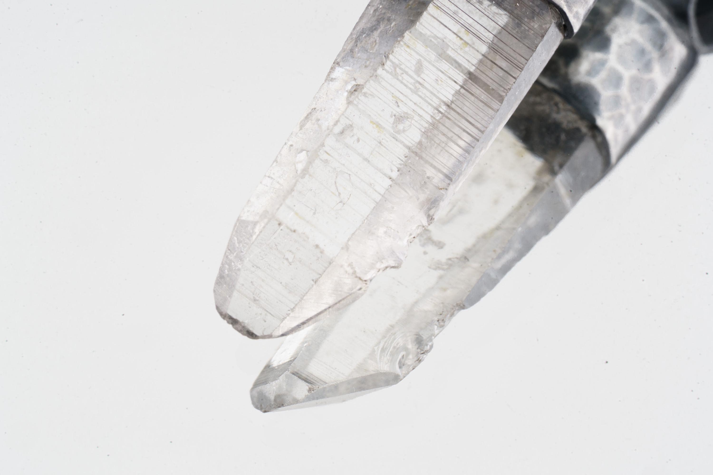 Clear Lemurian Quartz Point Pendant, Oxidized Hammered Sterling Silver, Stackable Crystal Necklace, Crown Chakra, Unique Gift, NO/11
