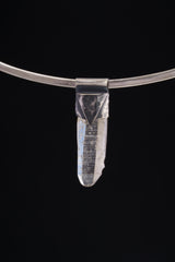 Clear Lemurian Quartz Point Pendant, Oxidized Hammered Sterling Silver, Stackable Crystal Necklace, Crown Chakra, Unique Gift, NO/11