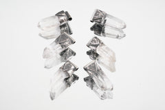 Water Clear Nepalese Inclusion Quartz Pendant 925 Silver Oxidized Hammered Crown Chakra Crystal Gift