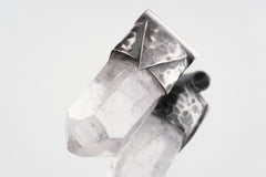 Clear Lemurian Quartz Point Pendant, Oxidized Hammered Sterling Silver, Stackable Crystal Necklace, Crown Chakra, Unique Gift, NO/08