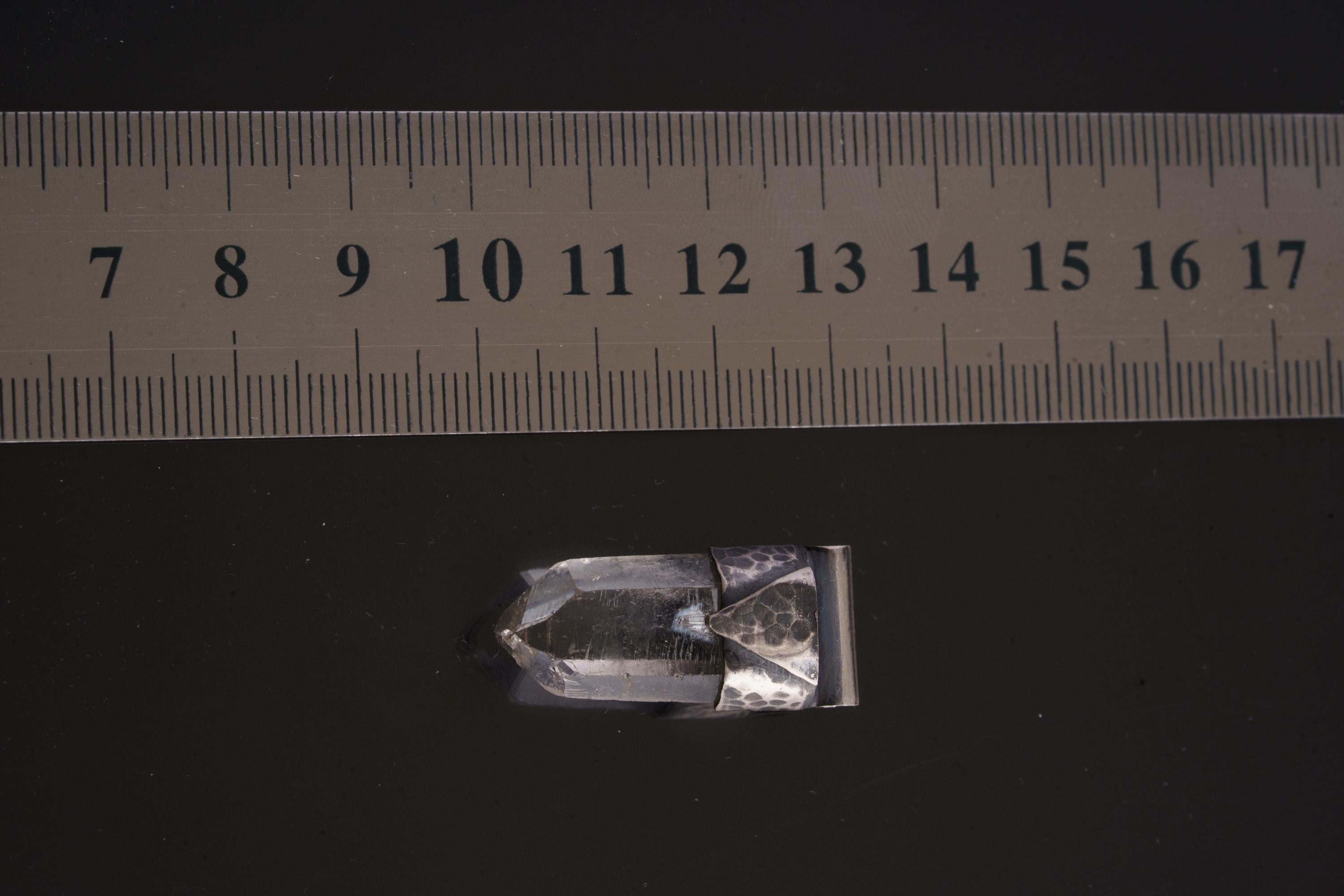 Clear Lemurian Quartz Point Pendant, Oxidized Hammered Sterling Silver, Stackable Crystal Necklace, Crown Chakra, Unique Gift, NO/03