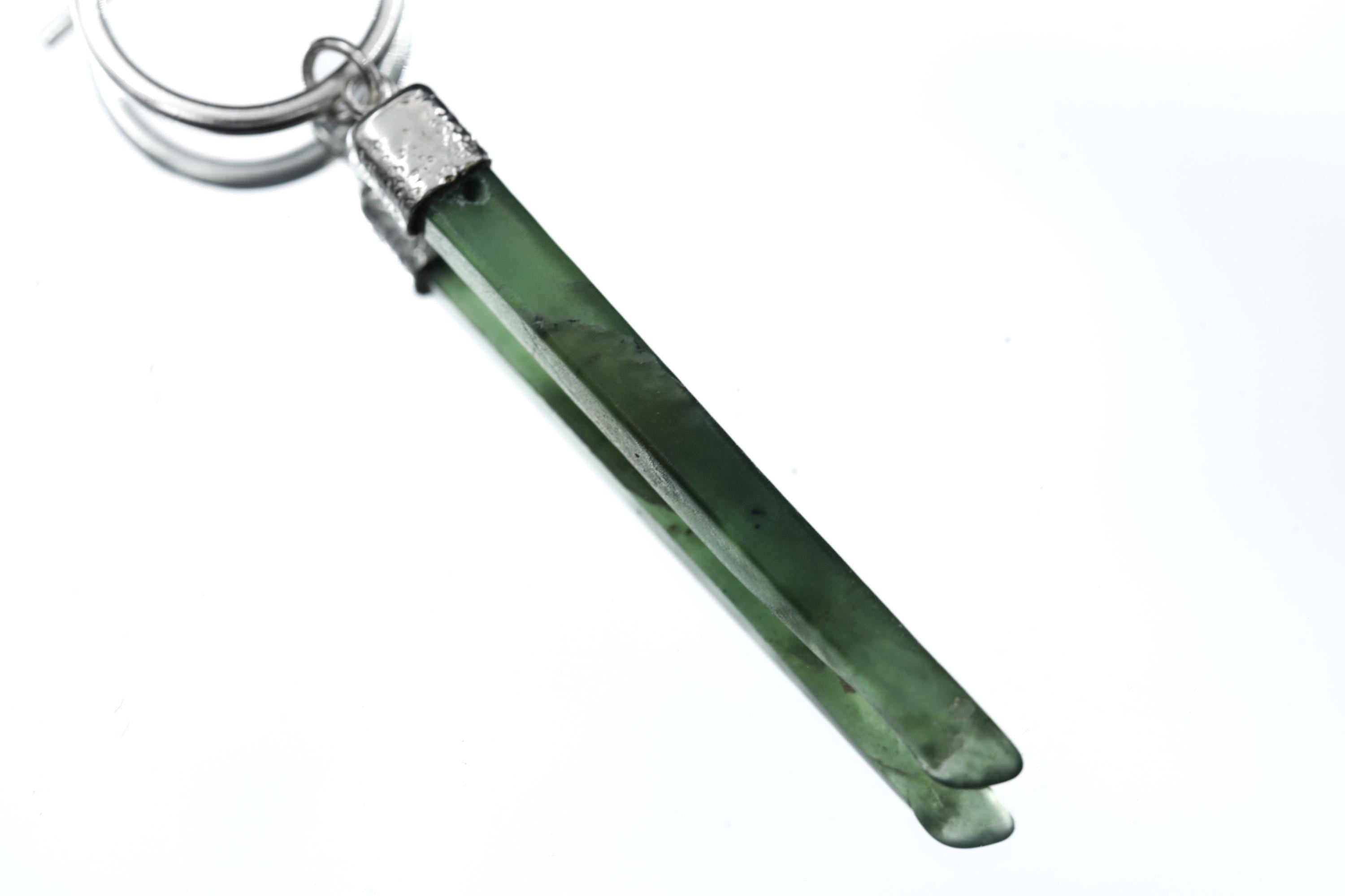 Single Green Jade Hoop Earring, 925 Sterling Silver, Sand Textured & Shiny Finish, Heart Chakra, Healing Jewelry, Unique Gift