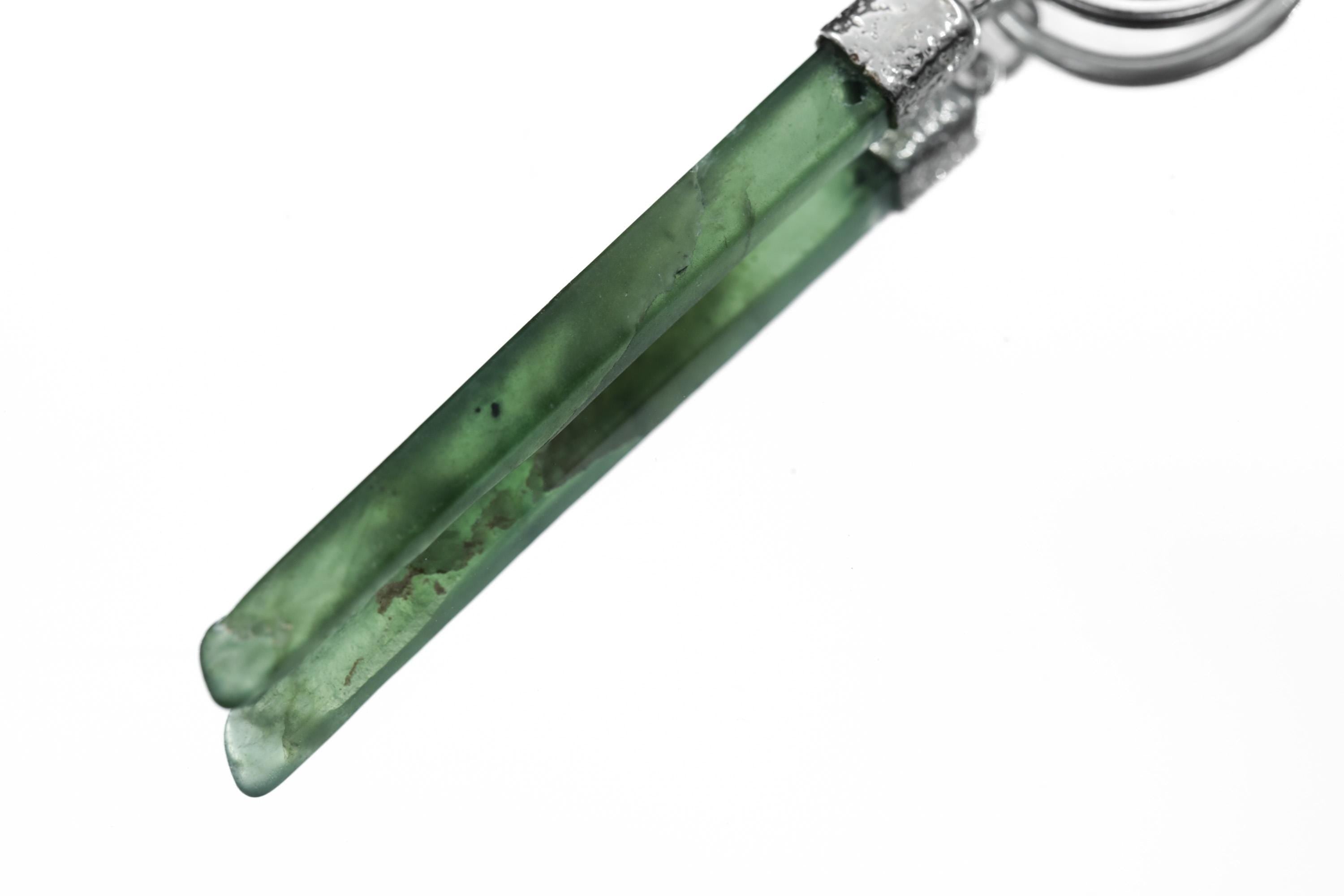 Green Jade Sterling Silver Hoop Earring: Heart Chakra Healing Jewelry