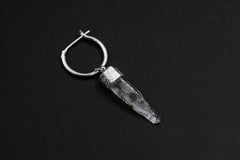 Single Clear Quartz Hoop Earring, Sterling Silver, Sand Textured & Shiny Finish, Crown Chakra, Healing Crystal Jewelry, Unique Gift NO/02