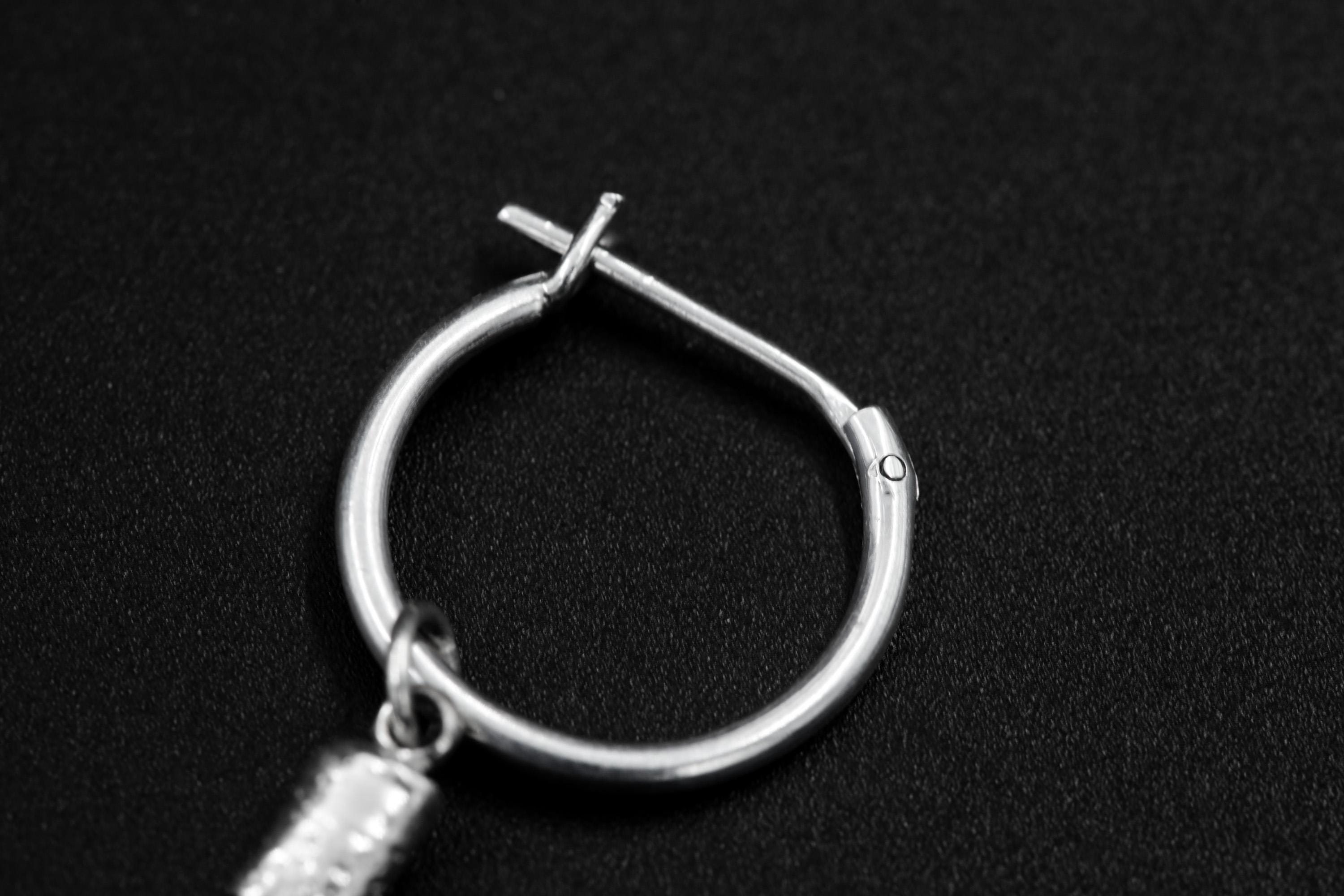 Single Freshwater Pearl Dangle Hoop Earring, Sterling Silver, 5cm Drop, Shiny Finish, Crown Chakra, Wisdom & Purity, Unique Gift