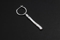 Single Freshwater Pearl Dangle Hoop Earring, Sterling Silver, 5cm Drop, Shiny Finish, Crown Chakra, Wisdom & Purity, Unique Gift