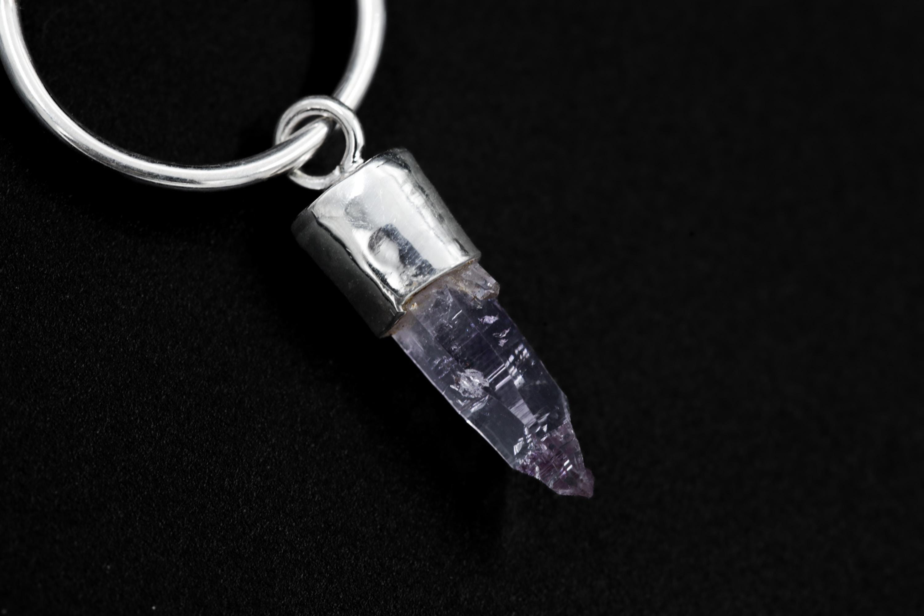 Vera Cruz Amethyst Hoop Earrings, Sterling Silver, Hammered and Shiny Finish, Third Eye & Crown Chakra, Spiritual Jewelry, Unique Gift