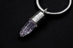 Vera Cruz Amethyst Hoop Earrings, Sterling Silver, Hammered and Shiny Finish, Third Eye & Crown Chakra, Spiritual Jewelry, Unique Gift