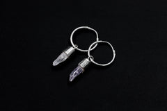 Vera Cruz Amethyst Hoop Earrings, Sterling Silver, Hammered and Shiny Finish, Third Eye & Crown Chakra, Spiritual Jewelry, Unique Gift