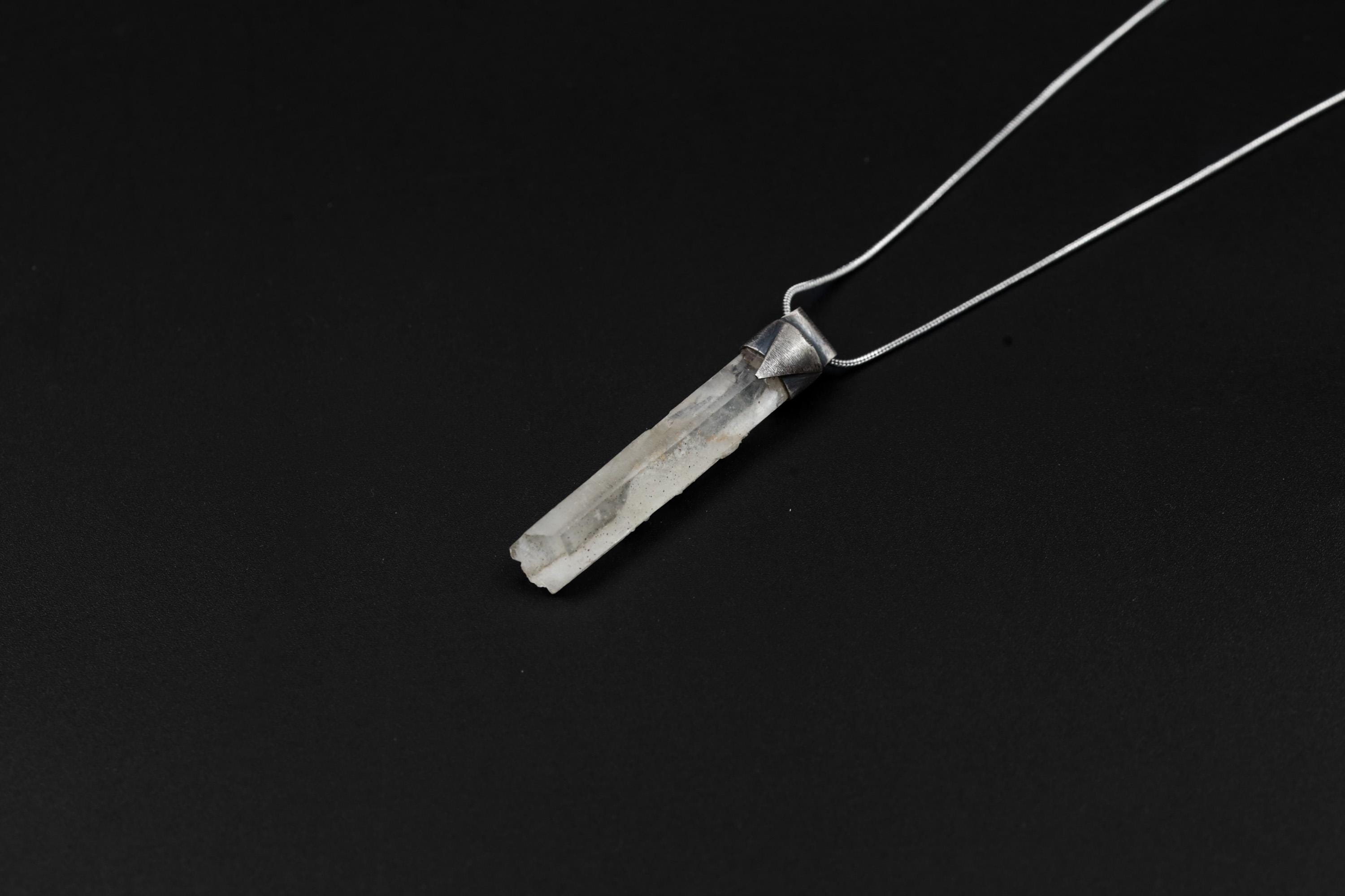 Himalayan Quartz Sterling Silver Pendant: Durzi Inclusion Crystal Necklace