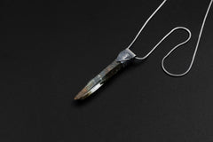 NEPLAE Chloride Inclusion Laser Quartz Point Stack Pendant, Textured & Oxidized 925 Sterling Silver, Unique Gift - Crystal NO.26