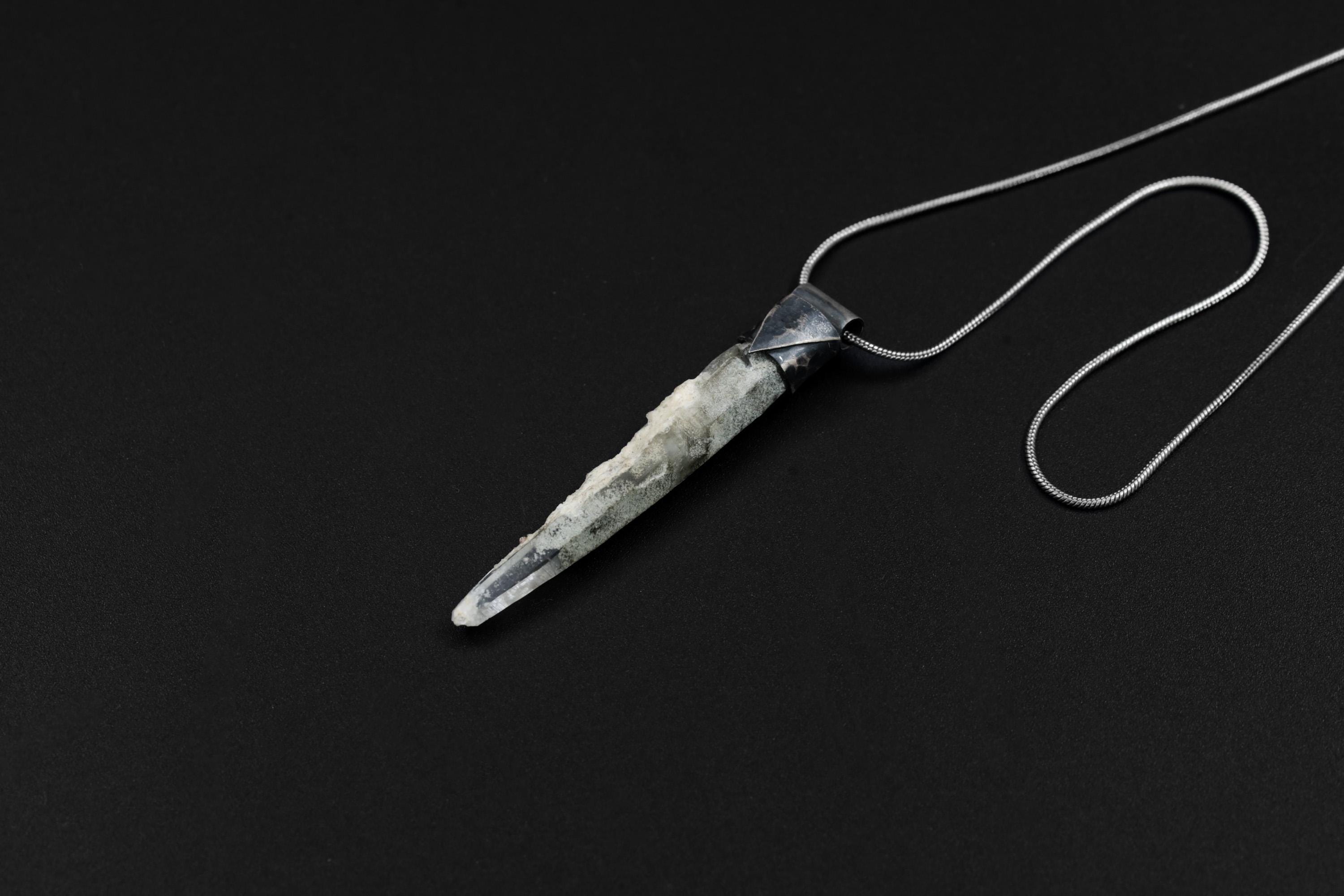 Collector Piece - NEPLAE Chloride inclusion Laser Quartz Point - Stack Pendant - Textured & Oxidised 925 Sterling Silver - Crystal NO.10