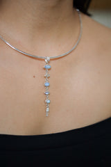 Faceted Zircon, Australian Opal Pendant, Blue Moonstone and Aquamarine, Sterling Silver, Crown & Throat Chakra, Libra Zodiac, Unique Gift