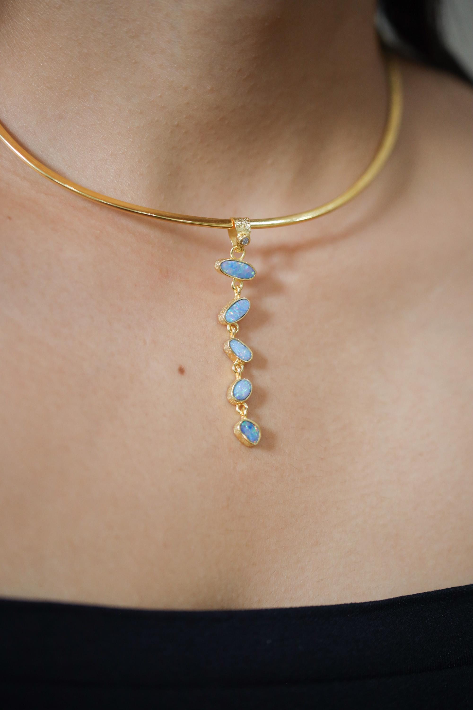 Stunning Faceted Zircon & Australian Opal Doublet Pendant, 18k Gold-Plated Sterling Silver, Crown Chakra, Libra Zodiac, Unique Gift