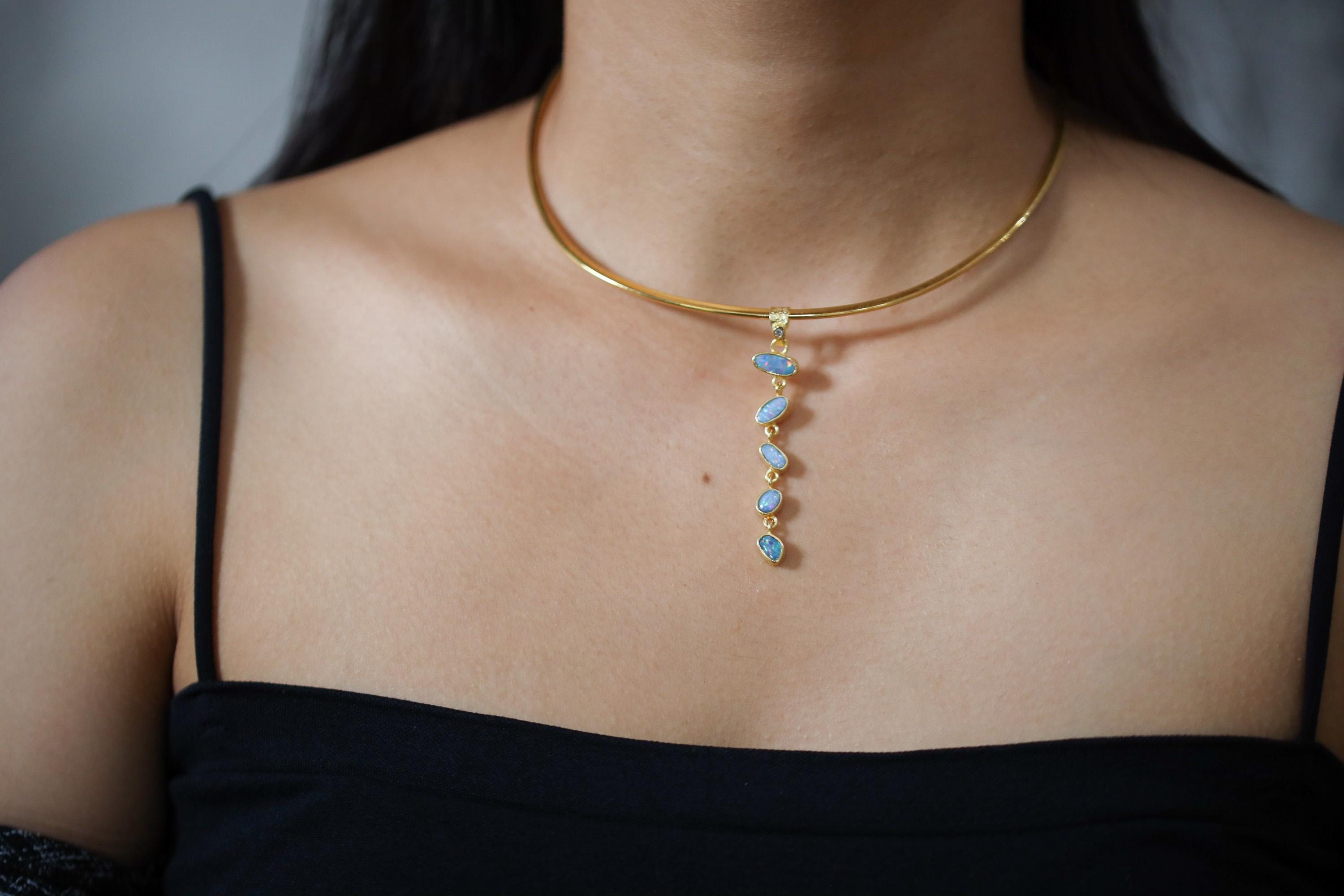 Stunning Faceted Zircon & Australian Opal Doublet Pendant, 18k Gold-Plated Sterling Silver, Crown Chakra, Libra Zodiac, Unique Gift