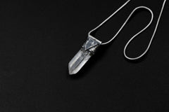 Clear Lemurian Quartz Point Pendant, Oxidized Hammered Sterling Silver, Stackable Crystal Necklace, Crown Chakra, Unique Gift, NO/22
