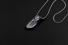 Clear Lemurian Quartz Point Pendant, Oxidized Hammered Sterling Silver, Stackable Crystal Necklace, Crown Chakra, Unique Gift, NO/10