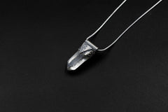 Clear Lemurian Quartz Point Pendant, Oxidized Hammered Sterling Silver, Stackable Crystal Necklace, Crown Chakra, Unique Gift, NO/03