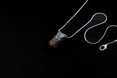 Organic Textured Sterling Silver with Shaped & Polished Brown Himalayan Dravite Tourmaline, Stack Pendant, Root Chakra, Scorpio Zodiac