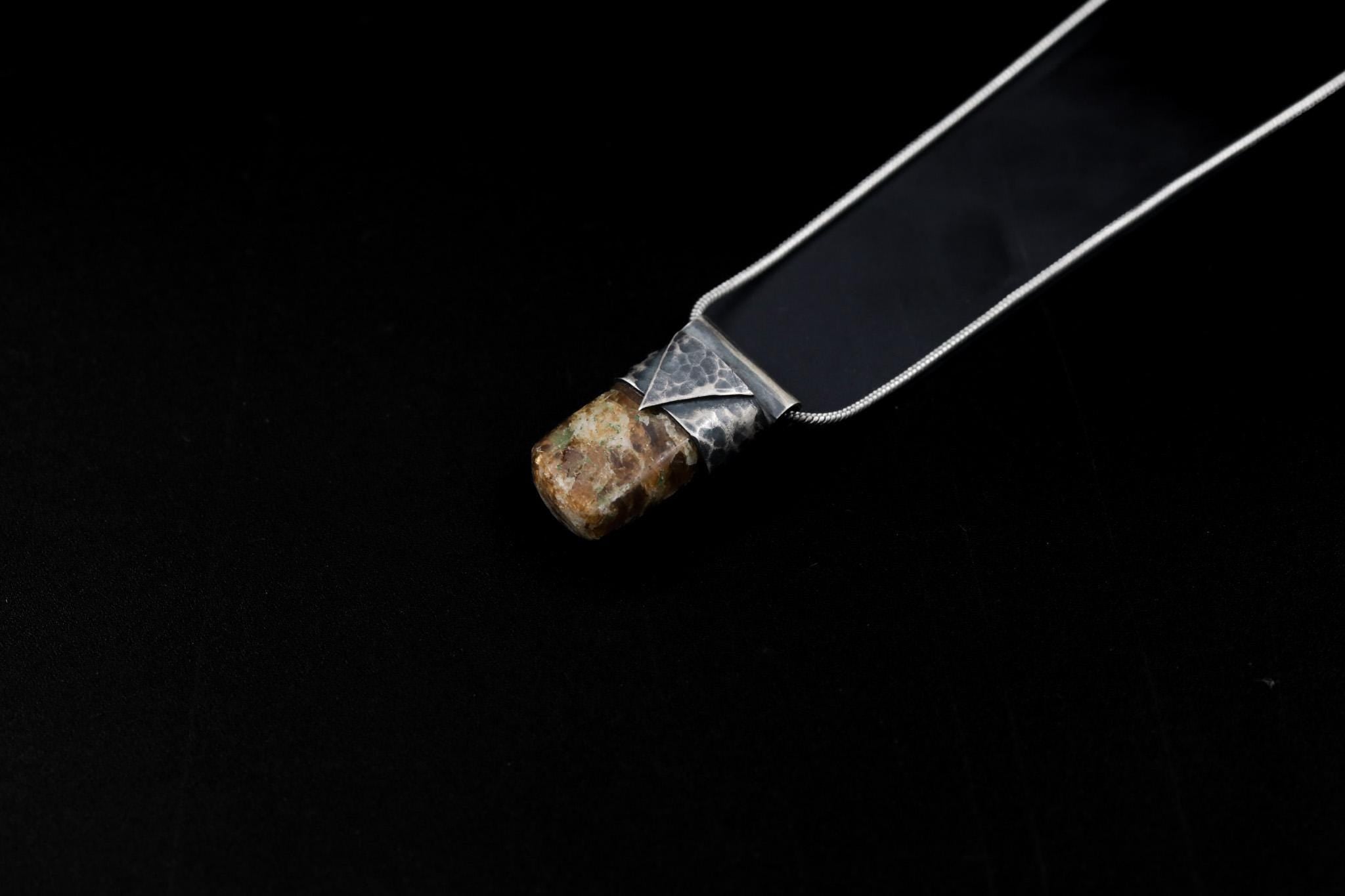 Himalayan Dravite Tourmaline Pendant: Textured Sterling Silver, Root Chakra