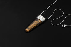 Obelisk Cut Tiger Eye Point Stack Pendant, Organic Textured Sterling Silver, Solar Plexus Chakra, Leo, Confidence, Protection, Unique Gift