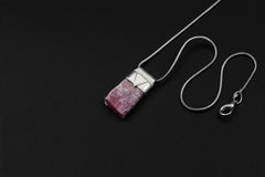 Small Raw Gemmy Ruby Stack Pendant, Organic Textured 925 Sterling Silver, Heart Chakra, Leo Zodiac, Passion and Vitality , Unique Gift