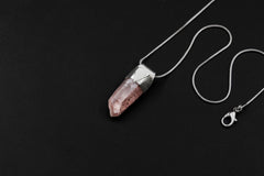 Australian Phantom Lithium Quartz Point Stack Pendant, Organic Textured 925 Sterling Silver, Heart Chakra, Libra Zodiac, Unique Gift - No/02
