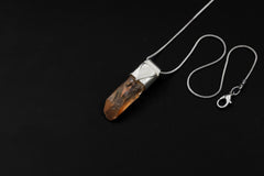 Australian Lithium Quartz Point Stack Pendant, Organic Textured 925 Sterling Silver, Heart Chakra,Libra Zodiac,Emotional Healing,Unique Gift