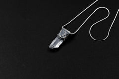 Clear Lemurian Quartz Point Pendant, Oxidized Hammered Sterling Silver, Stackable Crystal Necklace, Crown Chakra, Unique Gift, NO/02