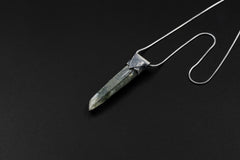 Nepal Chlorite Rutile Phantom Quartz Stack Pendant, Textured Oxidised Sterling Silver, Collector Crystal, Ganesh Himal, Unique Gift NO/05