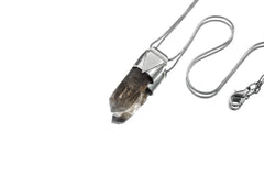 Australian Smoky Citrine Phantom Quartz Stack Pendant, Organic Textured Sterling Silver, Solar Plexus Chakra, Manifestation, Unique Gift