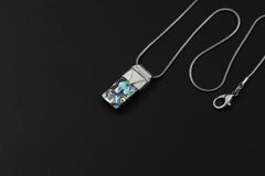 Square Mother of Pearl Doublet Pendant, Stack Collection Charm, Organic Textured Sterling Silver, Heart Chakra, Cancer Zodiac, Healing