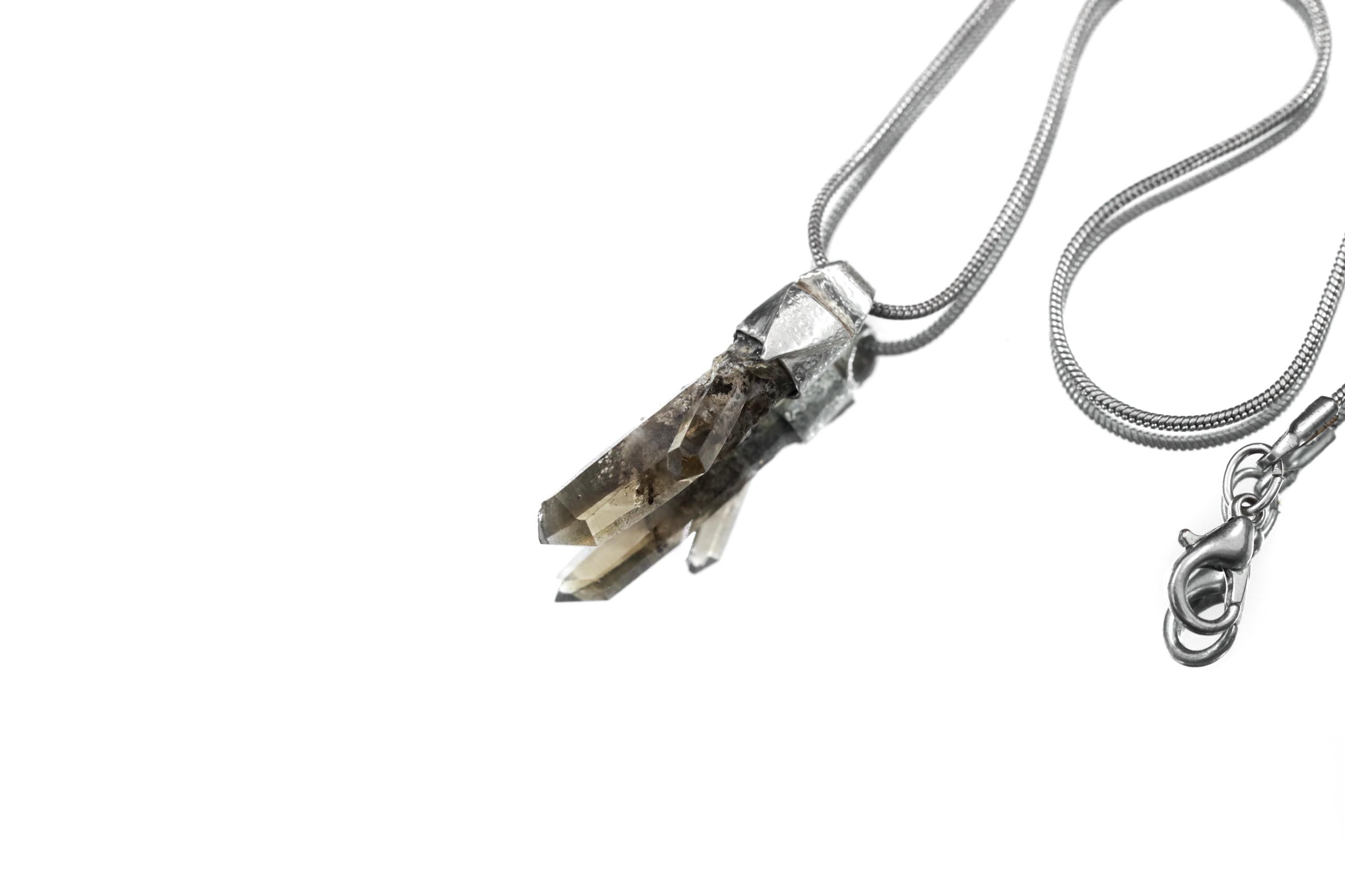 Torrington Laser Citrine Quartz Point Pendant: Sterling Silver, Solar Plexus Chakra