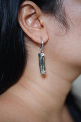 Single Green Tourmaline Hoop Earring, Sterling Silver, Polished & Shiny Finish, Heart Chakra, Healing Crystal Jewelry, Unique Gift