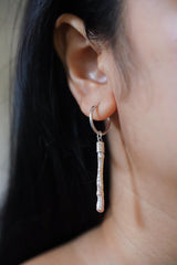 Single Freshwater Pearl Dangle Hoop Earring, Sterling Silver, 5cm Drop, Shiny Finish, Crown Chakra, Wisdom & Purity, Unique Gift