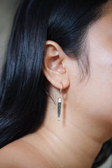 Single Hoop Earring with Himalayan Chlorite Quartz, Sterling Silver, Shiny and Texture Finished, Boho Chic, Chakra Energy Jewelry NO/01